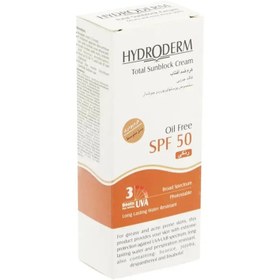 تصویر كرم ضد آفتاب رنگی اس پی اف 50 مخصوص پوست چرب و جوشدار 50 گرم هیدرودرم Hydroderm SPF 50 Tinted Oil Free Total Sunblock Cream