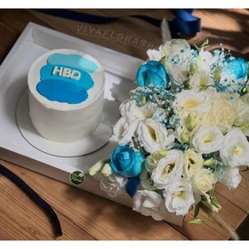 تصویر باکس گل و کیک سپیدآبی 