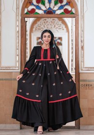 تصویر مانتو زنانه گره استایل مدل شاخه نبات رنگ مشکی 