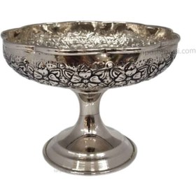 تصویر پیاله مسی قلم زنی کروم پارسی Copper White Ghalam Zani Parsi Cup