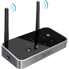 تصویر گیرنده فرستنده صدا بلوتوث 5.0 بای پس 3 در 1 50 متر بی سیم با دو آنتن دیجیتال EKSA Bluetooth 5.0 Transmitter Receiver TOSLINK/RCA/AUX 