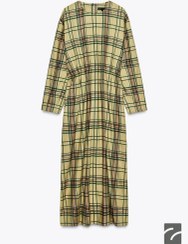 تصویر لباس شب میدی چهارخانه کالکشن ZW زنانه چند رنگ زارا 