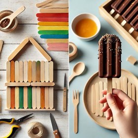 تصویر چوب بستنی رنگی مجموعه 50 عددی 