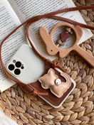 تصویر قاب موبایل آیفون گربه مینیمال جاکارتی دار محافظ لنزدار 