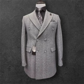 تصویر پالتو مردانه دبل برست پشمی کشمیر دامات ترک - 50 