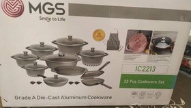 تصویر سرویس پخت و پز 22 پارچه ام جی اس مدل IC2213 کف رینگی - رزگلد pot service 22 pieces mgs model ic2213