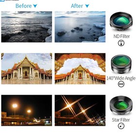 تصویر کیت لنز کلیپسی موبایل 6 در 1 گرین لاین مدل GN6N1PROLKTBK green lion lens kit GN6N1PROLKTBK