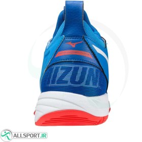 تصویر کفش والیبال میزانو طرح اصلی Mizuno Wave Momentum 2 French Blue White Red 