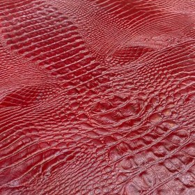 تصویر چرم گاوی براق طرح کرکدیلی رنگ زرشکی روشن(GK-8) 