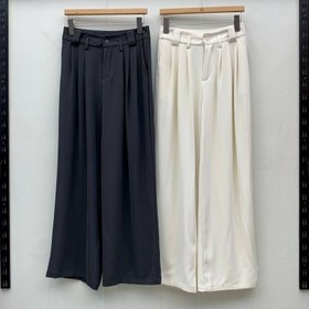 تصویر شلوار زنانه برنس مدل بهاره گشاد پارچه ای جیب دار رنگ سرمه ای 