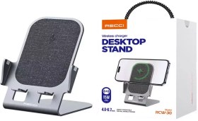 تصویر هولدر موبایل و شارژر وایرلس رومیزی 15 وات رسی RECCI RCW-30 Wireless Charger Desktop Stand 