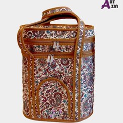 تصویر جافلاکسی بزرگ دو طبقه ترمه سنتی یزد - کیف پیک نیک با جیب جلو کد : 20 - 507 