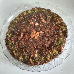 تصویر سینی مزه خرما (500 گرمی) با پنج مغز آجیل و انواع دانه ها 