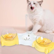 تصویر ظرف آب و غذای سه قلو سگ و گربه به همراه بطری آب مدل پازل 