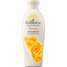 تصویر لوسیون بدن انچانتر معطر و جذاب با آلوئه ورا و کره زیتون 250 میلی Enchanteur perfumed body lotion charming with aloe vera & olive butter 