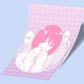 تصویر کارت استیکر Cute Pink Aesthetic Anime Girl 