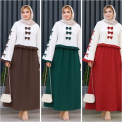 تصویر کت و سارافون نسترن زنانه جنس مازراتی رنگ قرمز 