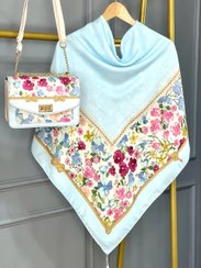 تصویر ست کیف و روسری زنانه طرح جدید آنام رنگ طوسی 