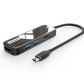 تصویر هاب و رم‌ریدر تایپ‌سی با 5 پورت لنوو Lenovo 5 in 1 USB-C HUB HDMI 4K EH05 