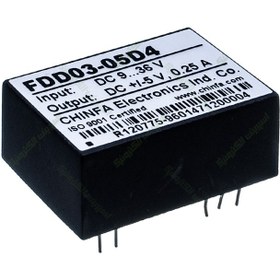 تصویر مبدل ولتاژ چینفا 250 میلی آمپر CHINFA FDD03-05D4 DC/DC IN:9-36V OUT:±5V 