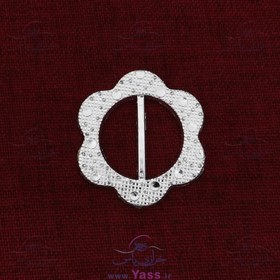 تصویر سگک نقره ای 3 سانت گل طرحدار 