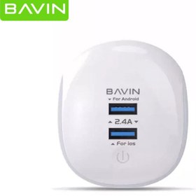 تصویر شارژر دیواری و لامپ ال‌ای‌دی به همراه کابل تایپ‌سی باوین BAVIN PC363 2.1A Touch LED Lamp Quick Charger For Type-C 