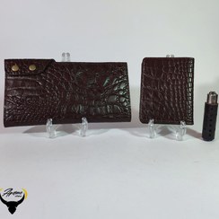 تصویر ست کیف پول و جاکلیدی و جافندکی چرم طبیعی کد 150 wallet set