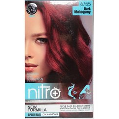 تصویر کیت رنگ مو نیترو پلاس رنگ ماهگونی تیره شماره6/55 Nitro Plus Hair & Eyebrow Color Kit 100ml NO 6/55