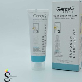 تصویر کرم ضد آفتاب رنگی ژنوبایوتیک SPF50 مناسب پوست خشک و معمولی (بژ روشن) 