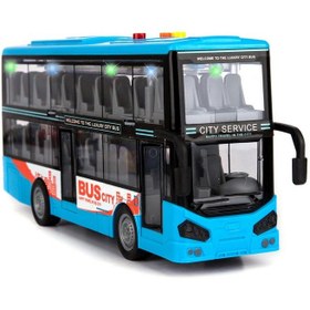 تصویر اسباب بازی اتوبوس دو طبقه برند آرت کریتیویتی با چراغ و صدا - اسباب بازی اتوبوس حرکتی برای کودکان با چراغ های سقفی داخلی برند artcreativity ArtCreativity Double Decker Bus Toy with Lights u0026 Sounds - Friction Powered Bus Toy for Kids with Indoor Ceiling Lights and