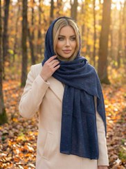 تصویر شال زنانه مدل نگین دار کد ۱۰۰۱ - سورمه ای 