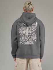 تصویر هودی طوسی مردانه طرح دار ترک pd۶۷ 