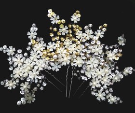 تصویر گل سر عروس طرح شکوفه های بهاری( نقره ای) 