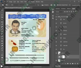 تصویر فایل لایه باز آیدی کارت مالتا (Malta ID Card) 