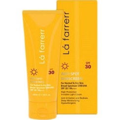 تصویر کرم ضد آفتاب و ضد لک بی رنگ لافارر مناسب پوست خشک و معمولی SPF30 LaFarrerr Sunscreen  Anti Spot for Normal to Dry Skins PF30 Cream 40ml