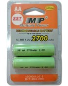 تصویر باتری قلمی AA شارژی سرتخت پلیت دار 1.2 ولت 2700 میلی آمپر MP (پک دوتایی) 