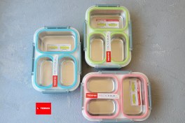 تصویر ظرف غذا سه خانه استیل TEDEMEI TEDEMEI three-piece steel lunch box