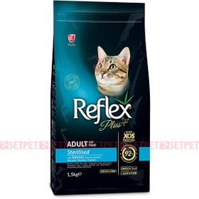 تصویر غذای خشک گربه بالغ رفلکس پلاس عقیم شده با طعم سالمون 1.5 کیلو Reflex Plus Adult Cat Food Sterilised With Salmon 1.5kg