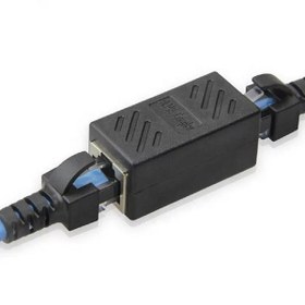 تصویر برل شبکه 1 به 1 RJ45 فلزی مشکی رنگ 1to 1 Length Converter RJ45 Network Coupler