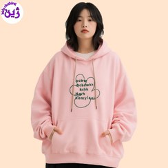 تصویر هودی جیبدار گل‌ گراف صورتی لش استایل برای۶تابزرگسال 