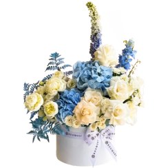 تصویر باکس گل آبی رز و هورتانسیا 