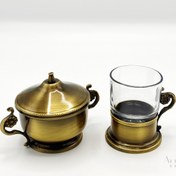 تصویر فنجان و قندان برنجی زرین 