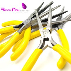 تصویر پینچر انبری ناخن دم باریک دسته صورتی و زرد 