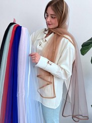 تصویر شال توری قهوه‌ای 