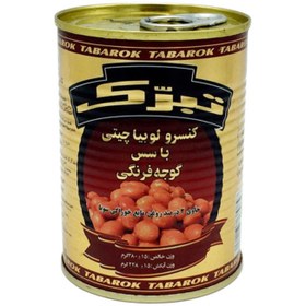 تصویر کنسرو لوبیا چیتی در سس گوجه فرنگی تبرک مقدار 380 گرم 