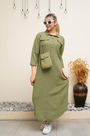 تصویر کفتان زنانه کنفی همراه کیف 