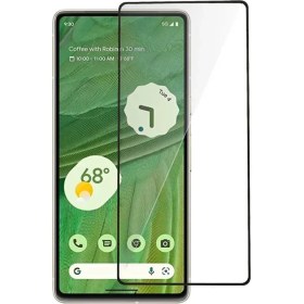 تصویر گلس محافظ صفحه نمایش فول کاور، چاپ ابریشمی، لبه سیاه، ضد خش، مخصوص گوگل پیکسل 7a 