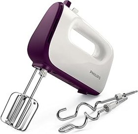 تصویر Philips HR3740/11 Viva Collection Hand Mixer -White/Deep Purple ، 400W ، قلاب های استیل ضد زنگ ، 5 سرعت + توربو ، ضرب و شتم بالون دوتایی + ابزار ورزشکار - نسخه بین المللی PHILIPS HR3740/11 Viva Collection Hand Mixer -White/Deep Purple, 400W, Stainless Steel Hooks, 5 speeds + turbo, Double Balloon Beater + Kneading tool - International Version