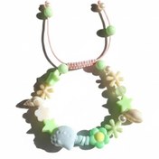 تصویر دستبند دخترانه فانتزی دست ساز سبز پاستلی 