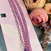 تصویر زنجیر دور شکم صورتی تمام نگین 